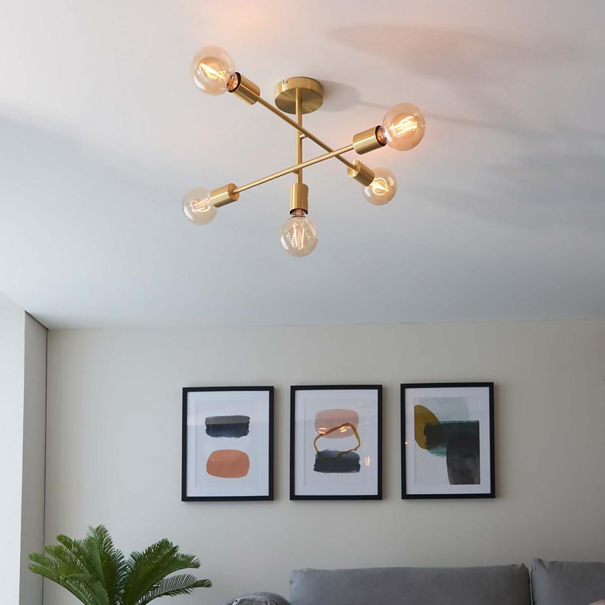 Logie Semi Flush Ceiling Light - Brass Effect – image 6