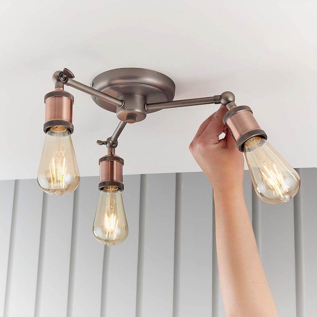 Henrik 3 Light Semi Flush Ceiling Light - Pewter – image 5