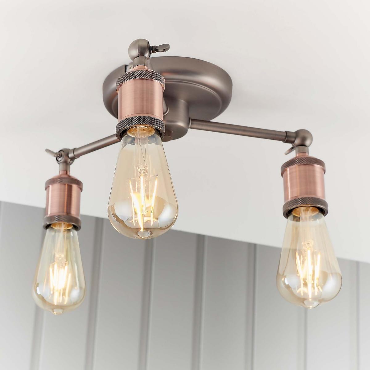 Henrik 3 Light Semi Flush Ceiling Light - Pewter – image 1