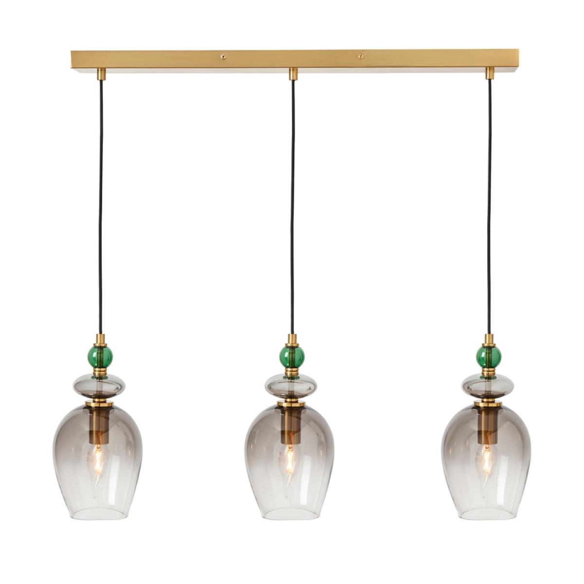 Manila 3 Light Diner Bar Ceiling Light - Charcoal Glass – image 2