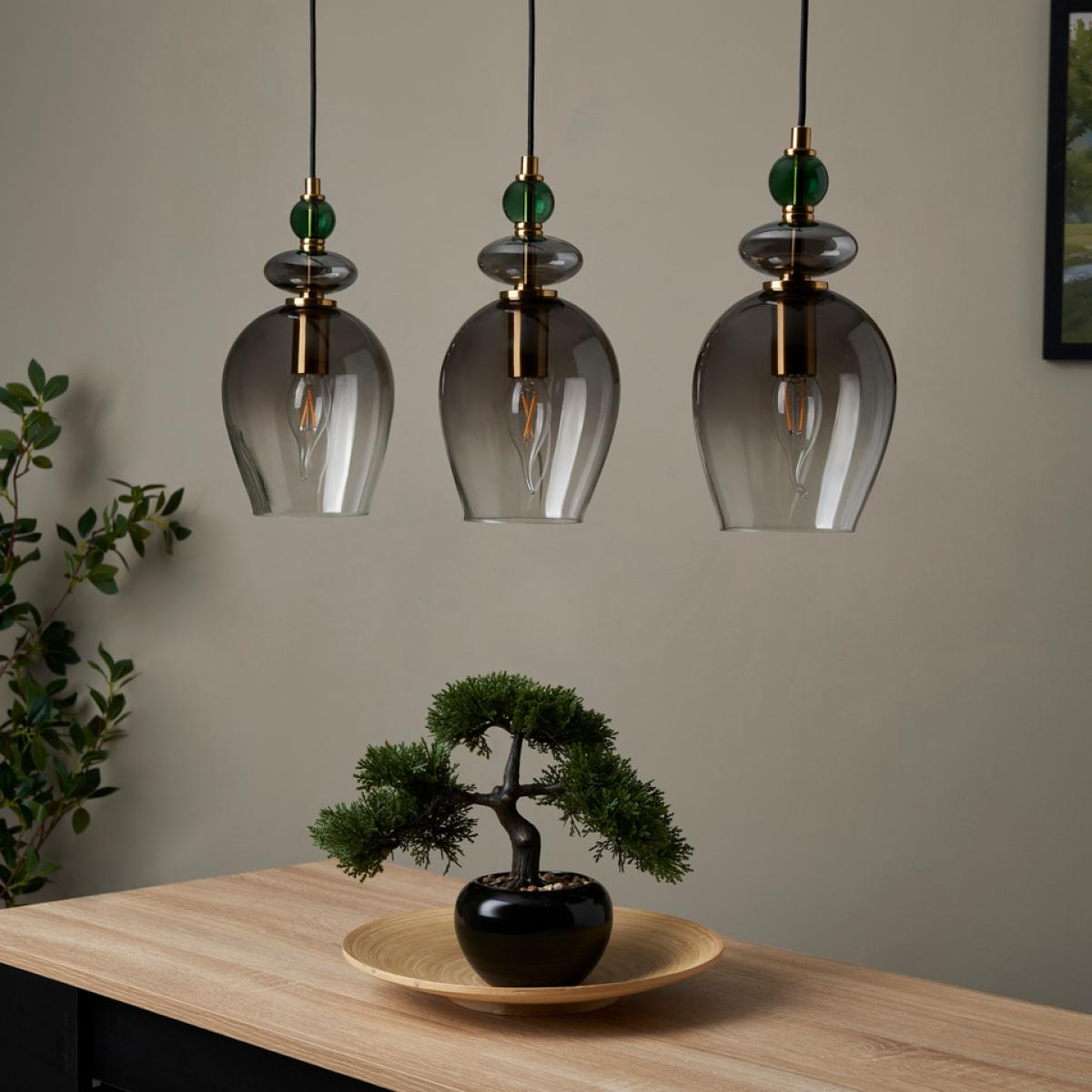 Manila 3 Light Diner Bar Ceiling Light - Charcoal Glass – image 3