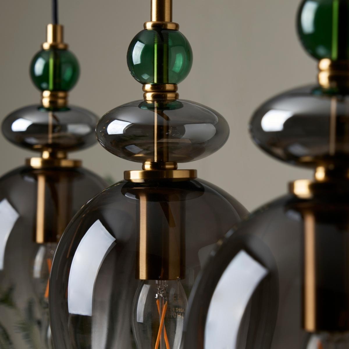 Manila 3 Light Diner Bar Ceiling Light - Charcoal Glass – image 4