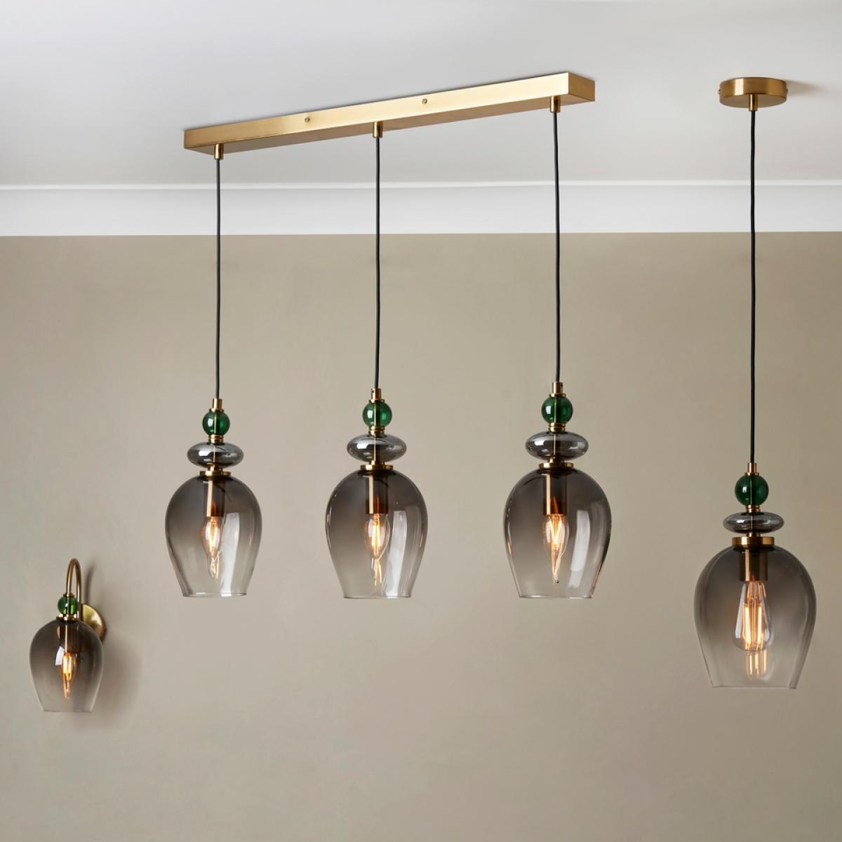 Manila 3 Light Diner Bar Ceiling Light - Charcoal Glass – image 5
