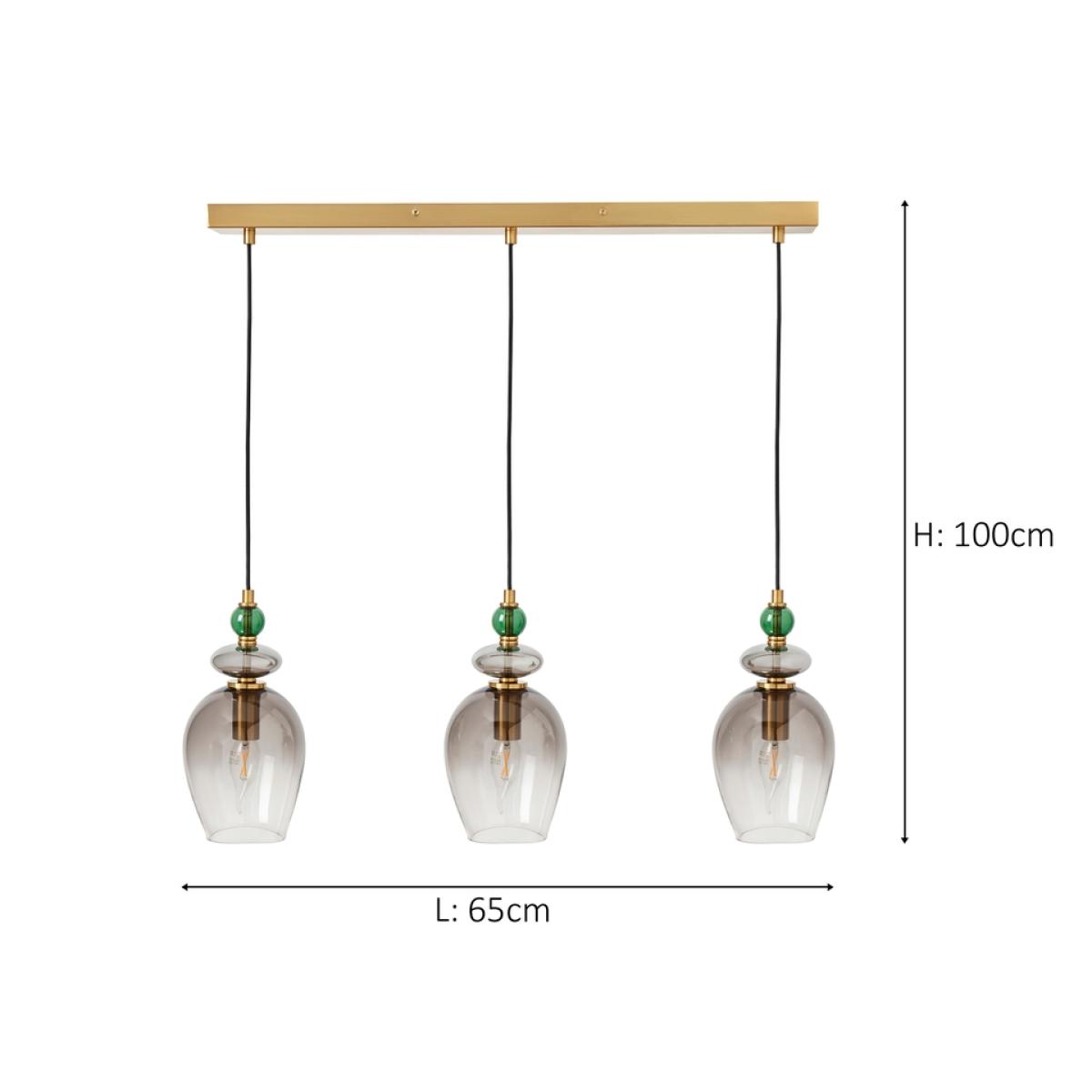 Manila 3 Light Diner Bar Ceiling Light - Charcoal Glass – image 6