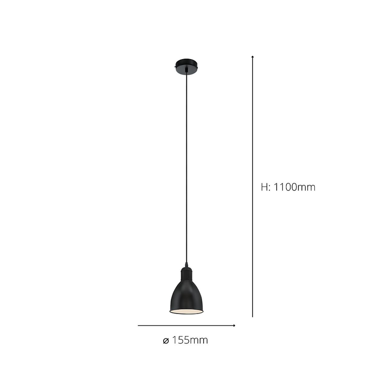 Eglo Priddy Pendant Ceiling Light - Black – image 5
