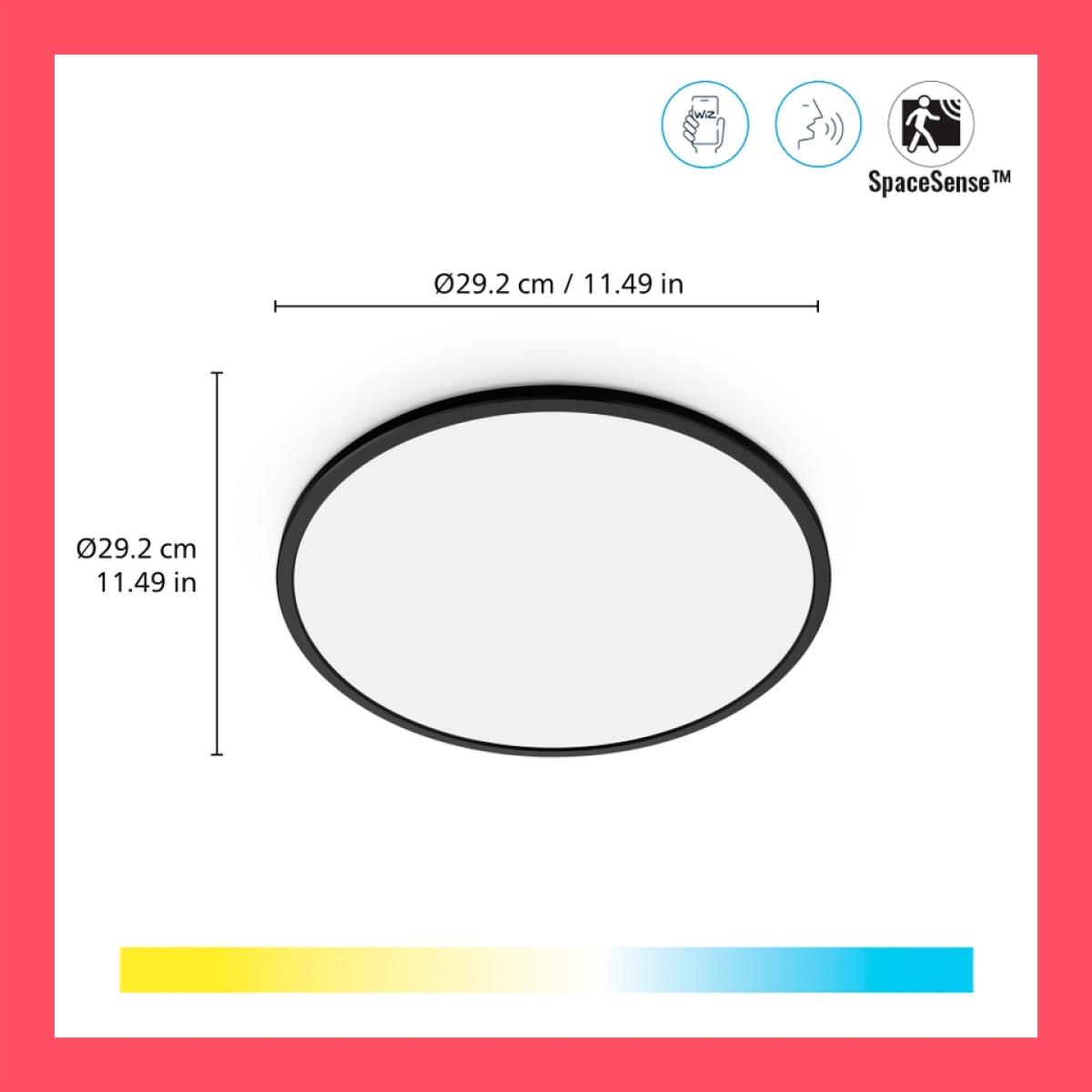WiZ Smart LED SuperSlim Ceiling Light Tunable White 1500 Lumens - Black – image 8