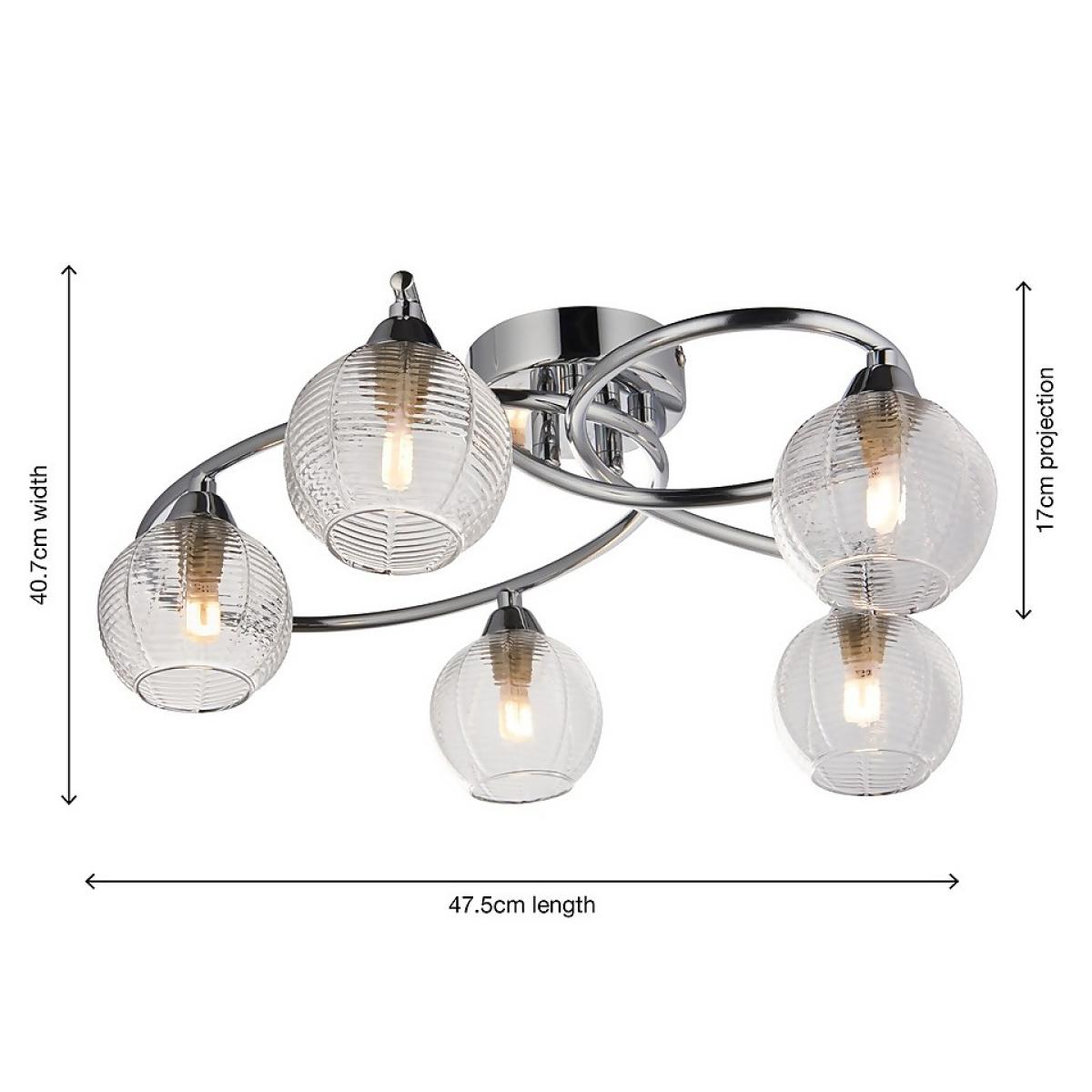 Tatton 5 Light Semi Flush Ceiling Light - Chrome – image 7