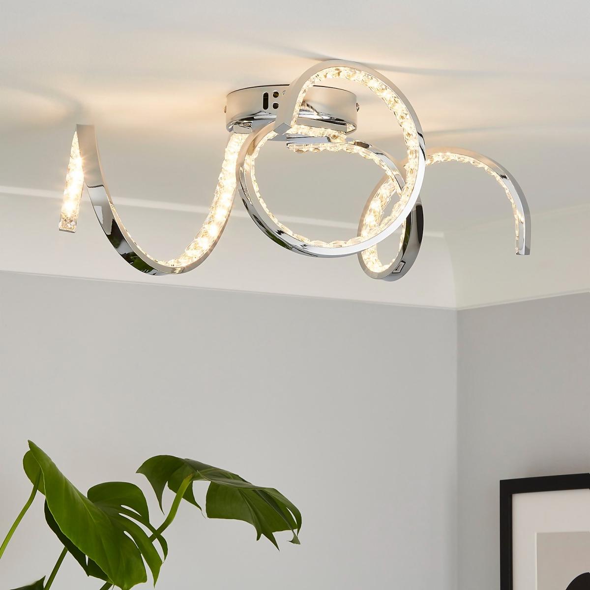 Napier LED 3 Arm Flush Ceiling Light - Chrome – image 1