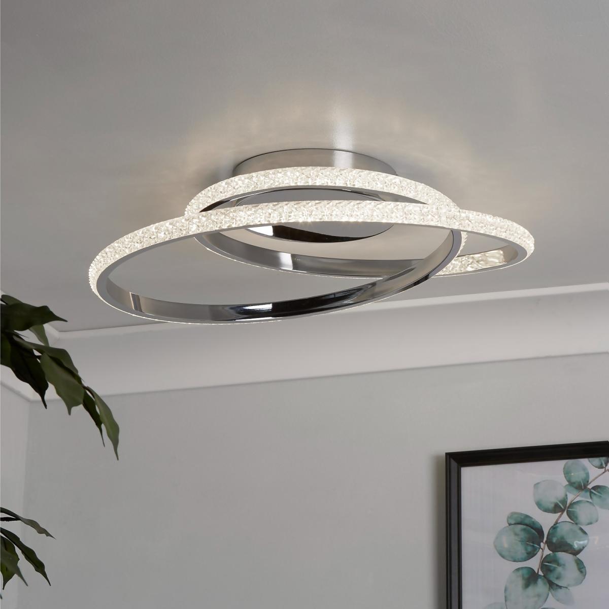 Sasha LED Flush Ceiling Light - Chrome & Crystal – image 1