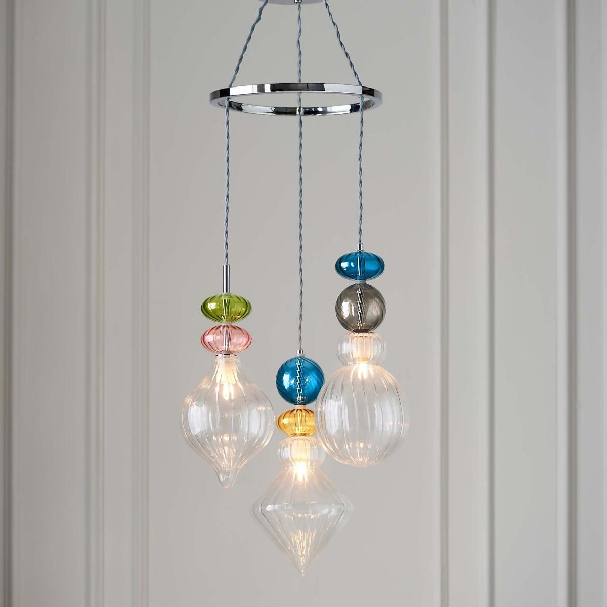 Elgin Cluster Pendant Ceiling Light - Multicoloured & Chrome – image 1