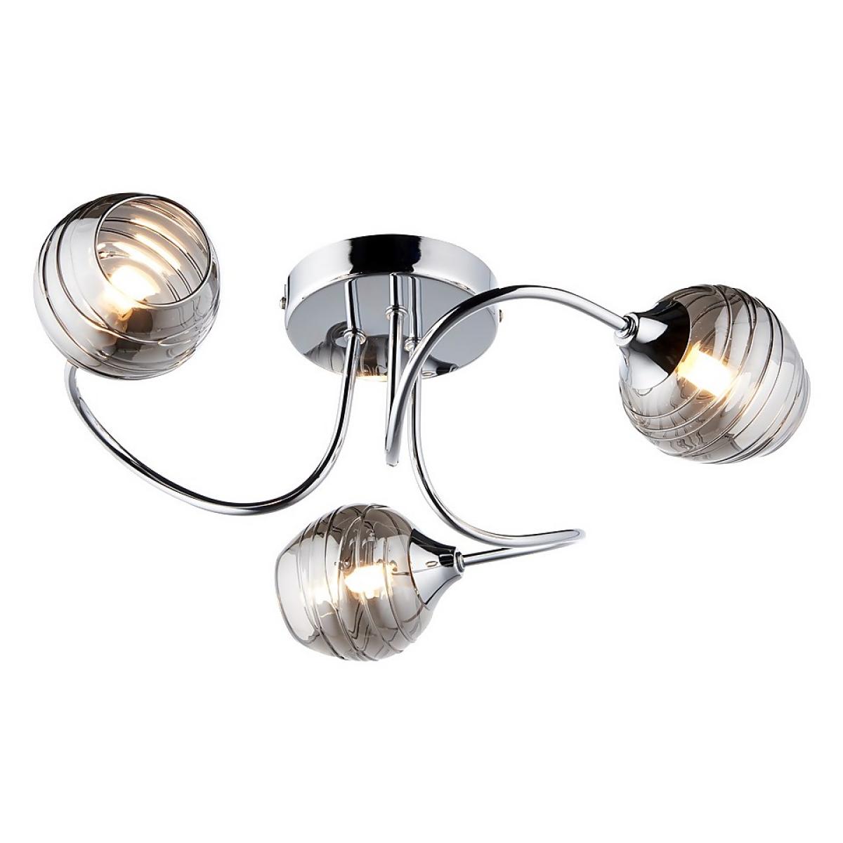 Marple 3 Light Semi Flush Ceiling Light - Chrome & Smoke – image 2