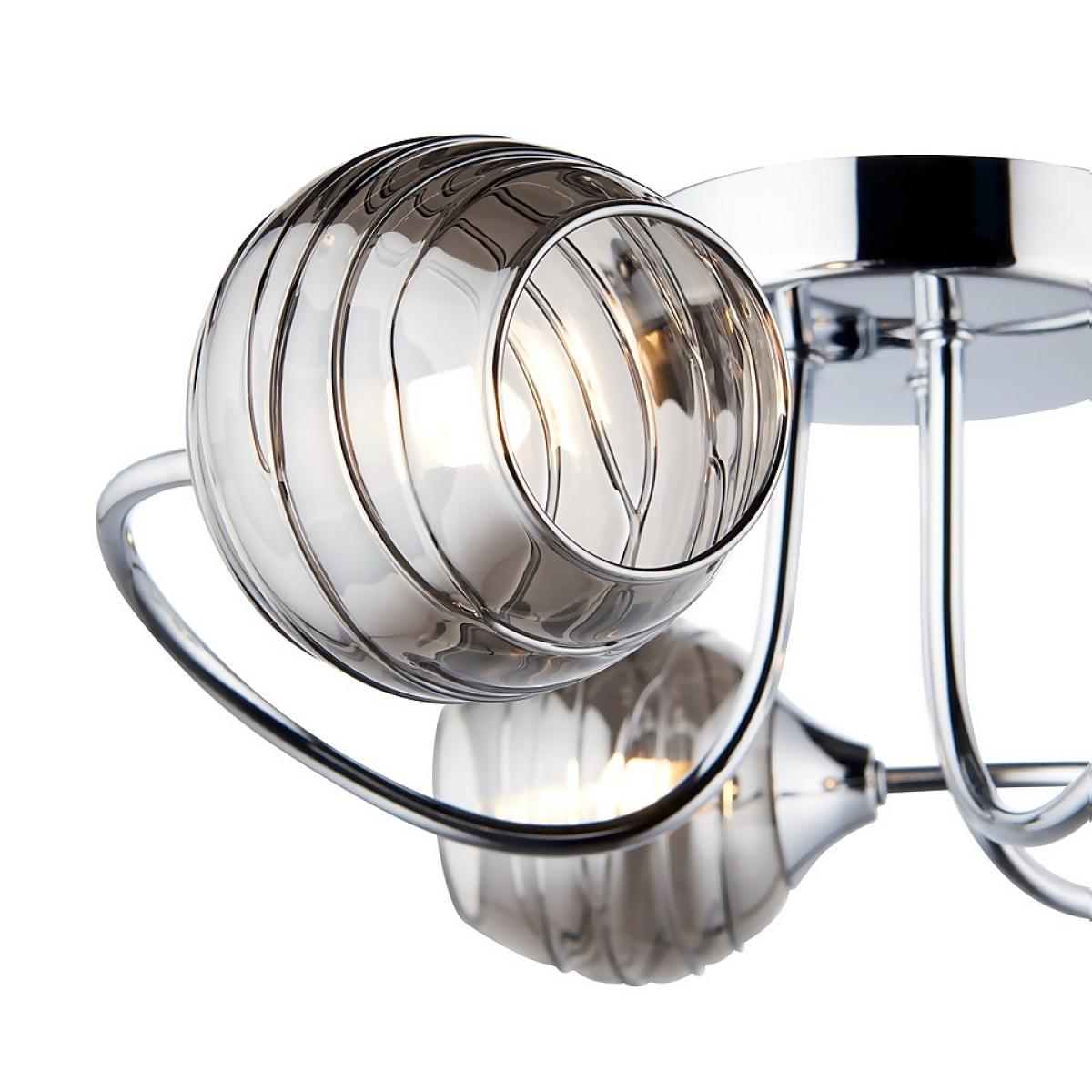 Marple 3 Light Semi Flush Ceiling Light - Chrome & Smoke – image 4