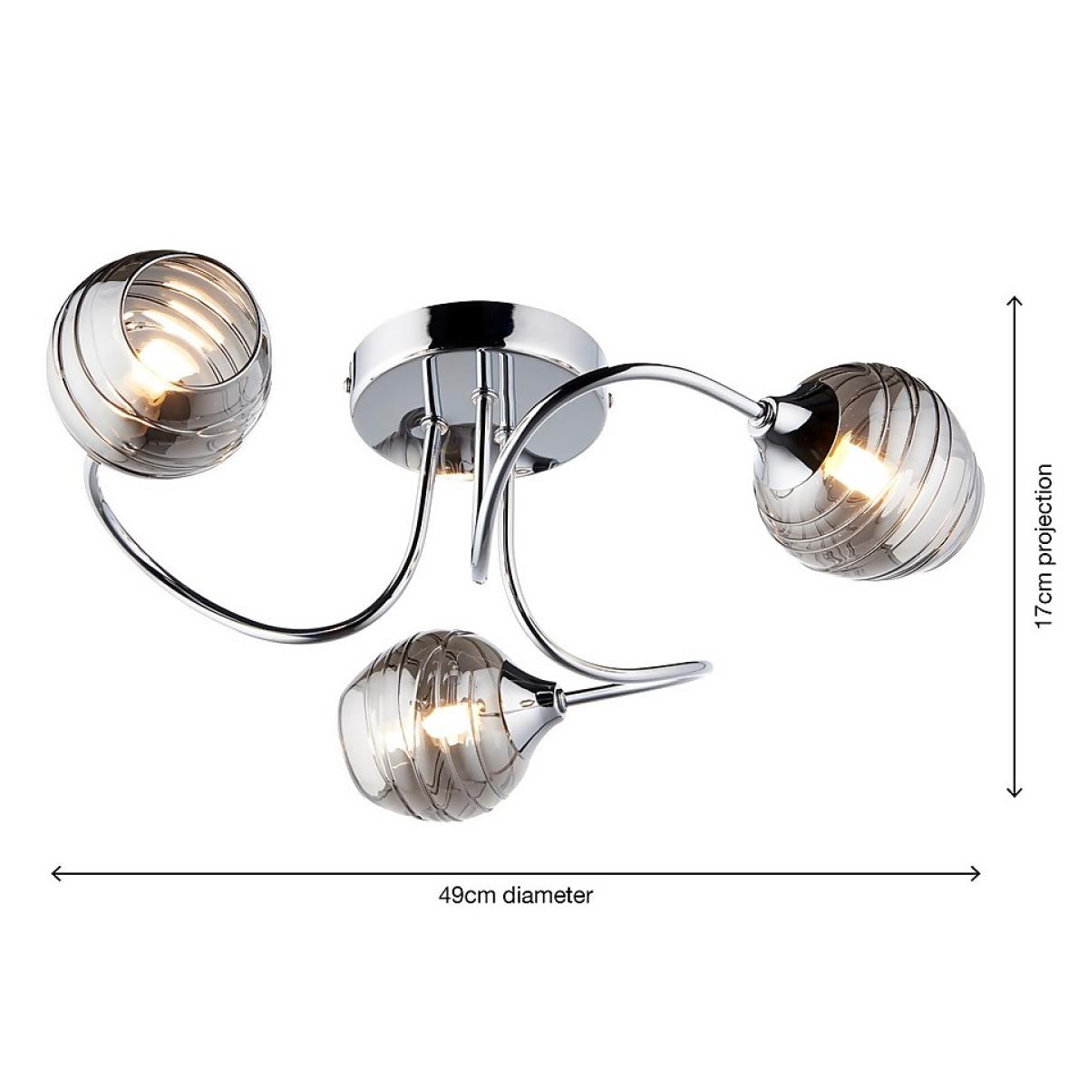 Marple 3 Light Semi Flush Ceiling Light - Chrome & Smoke – image 6