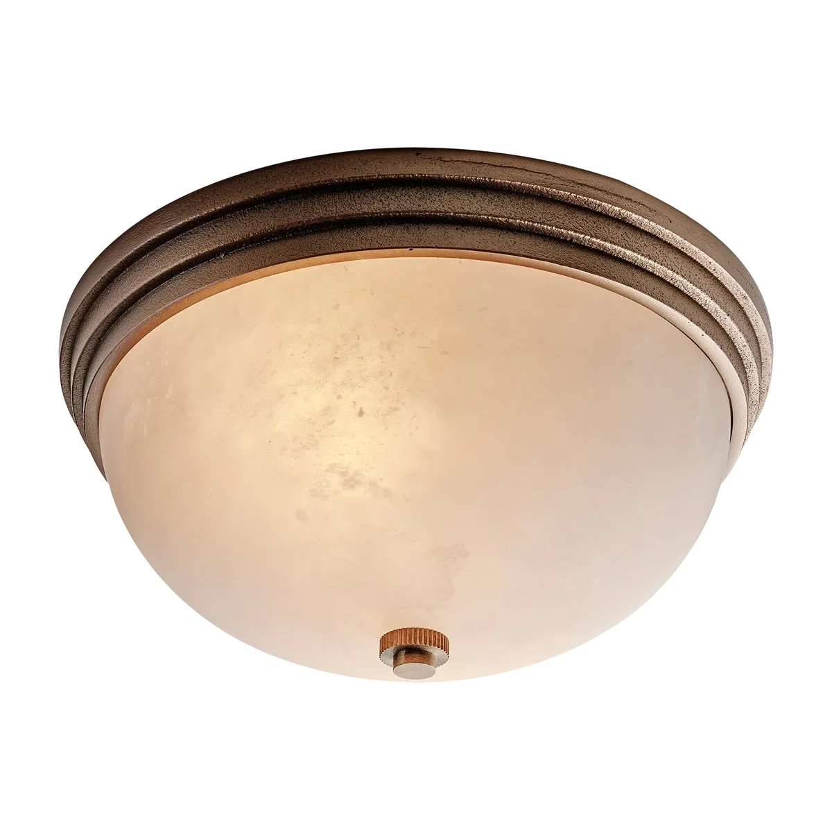 Corby Cast & Alabaster Dome Flush Mount - 11 Inch - Aged Brass