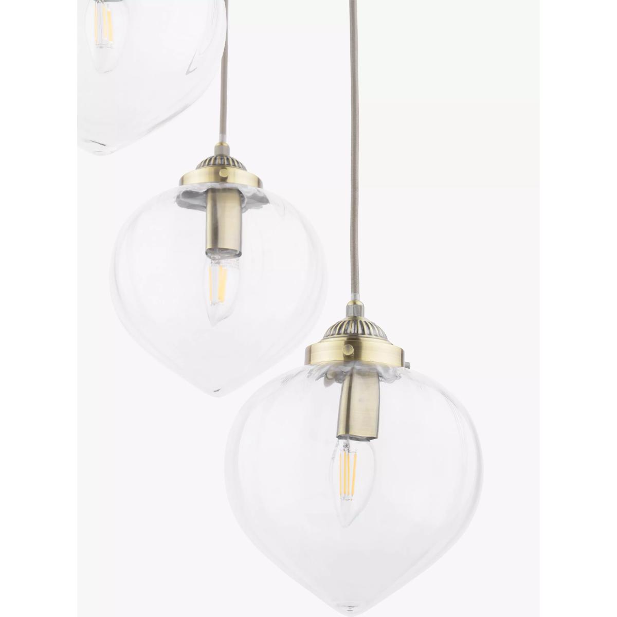 Laura Ashley Whitham 3 Light Cluster Fluted Glass Ceiling Pendant Light, Antique Brass – image 3