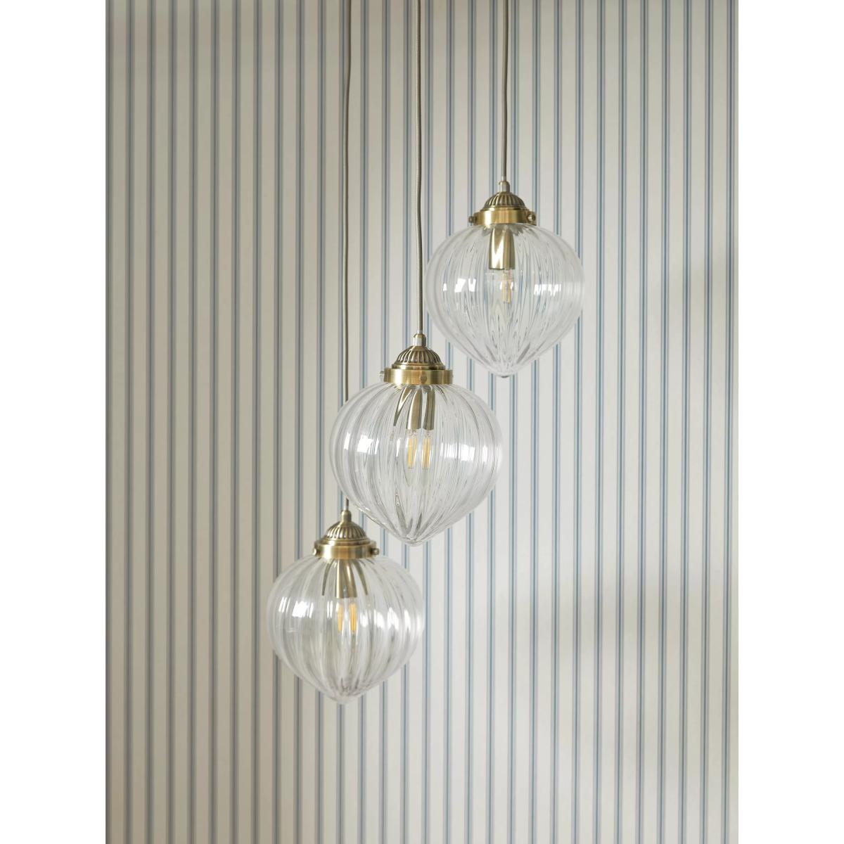 Laura Ashley Whitham 3 Light Cluster Fluted Glass Ceiling Pendant Light, Antique Brass – image 4