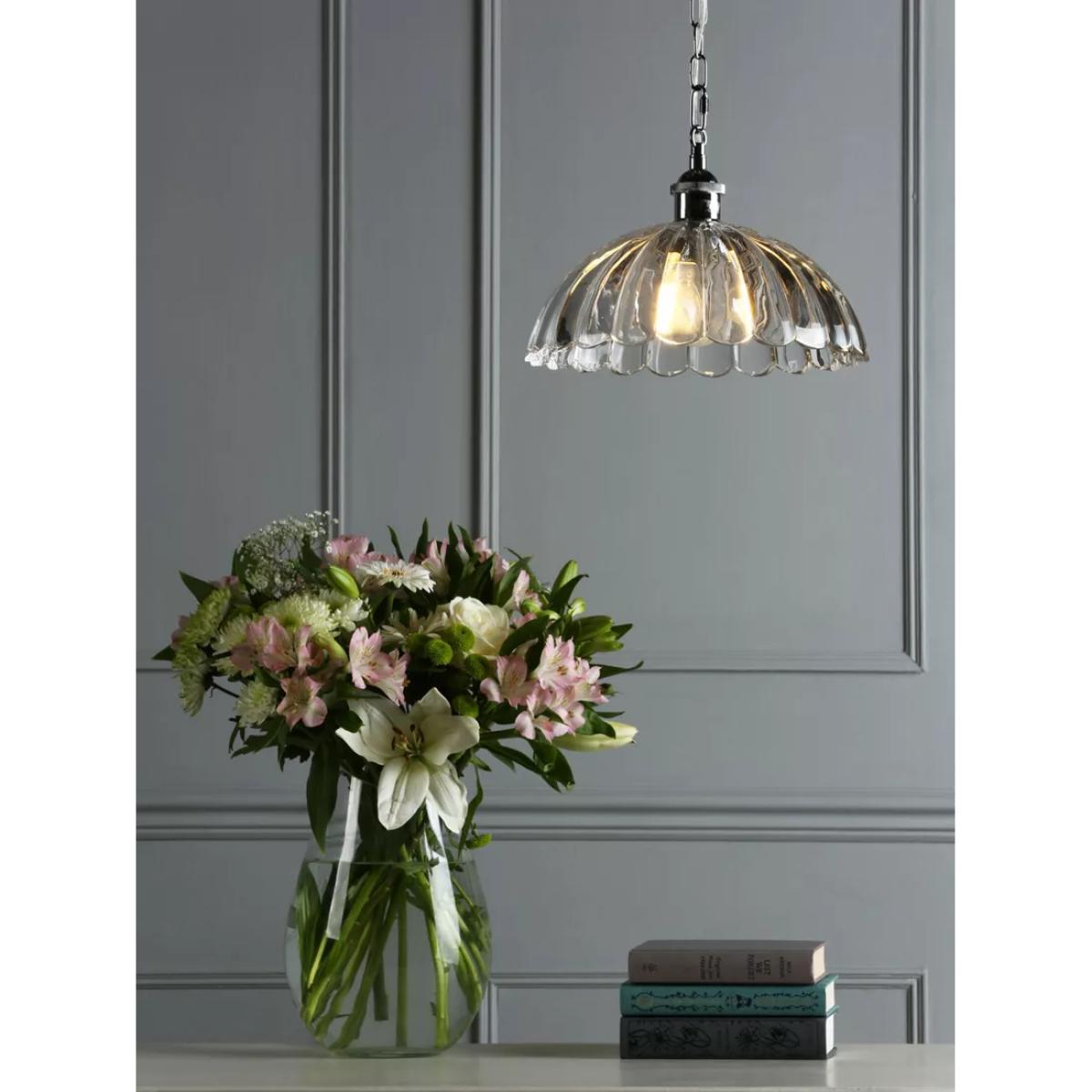 Laura Ashley Salisbury Ribbed Glass Ceiling Light, Clear – image 1