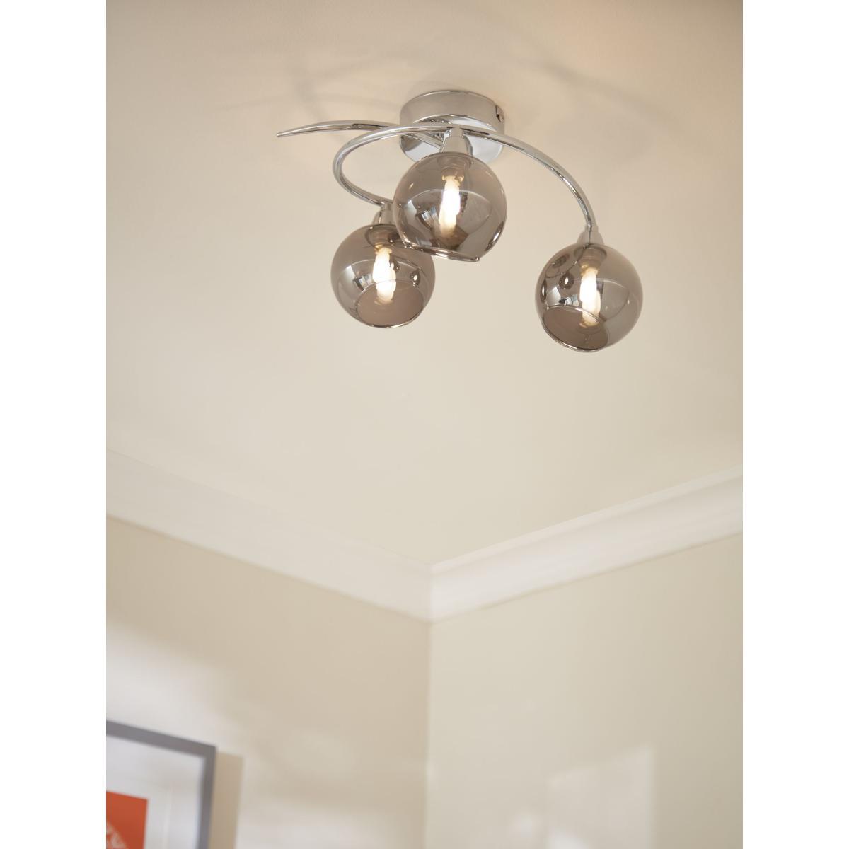 ANYDAY John Lewis & Partners Ribbon Semi Flush, 2 Arm Smoked Glass Ceiling Light, Chrome/Grey – image 2