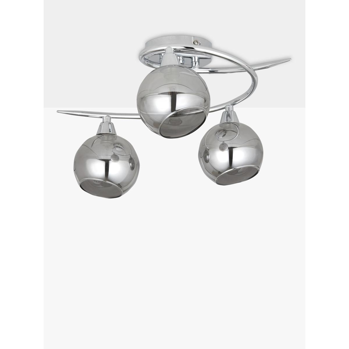 ANYDAY John Lewis & Partners Ribbon Semi Flush, 2 Arm Smoked Glass Ceiling Light, Chrome/Grey – image 3