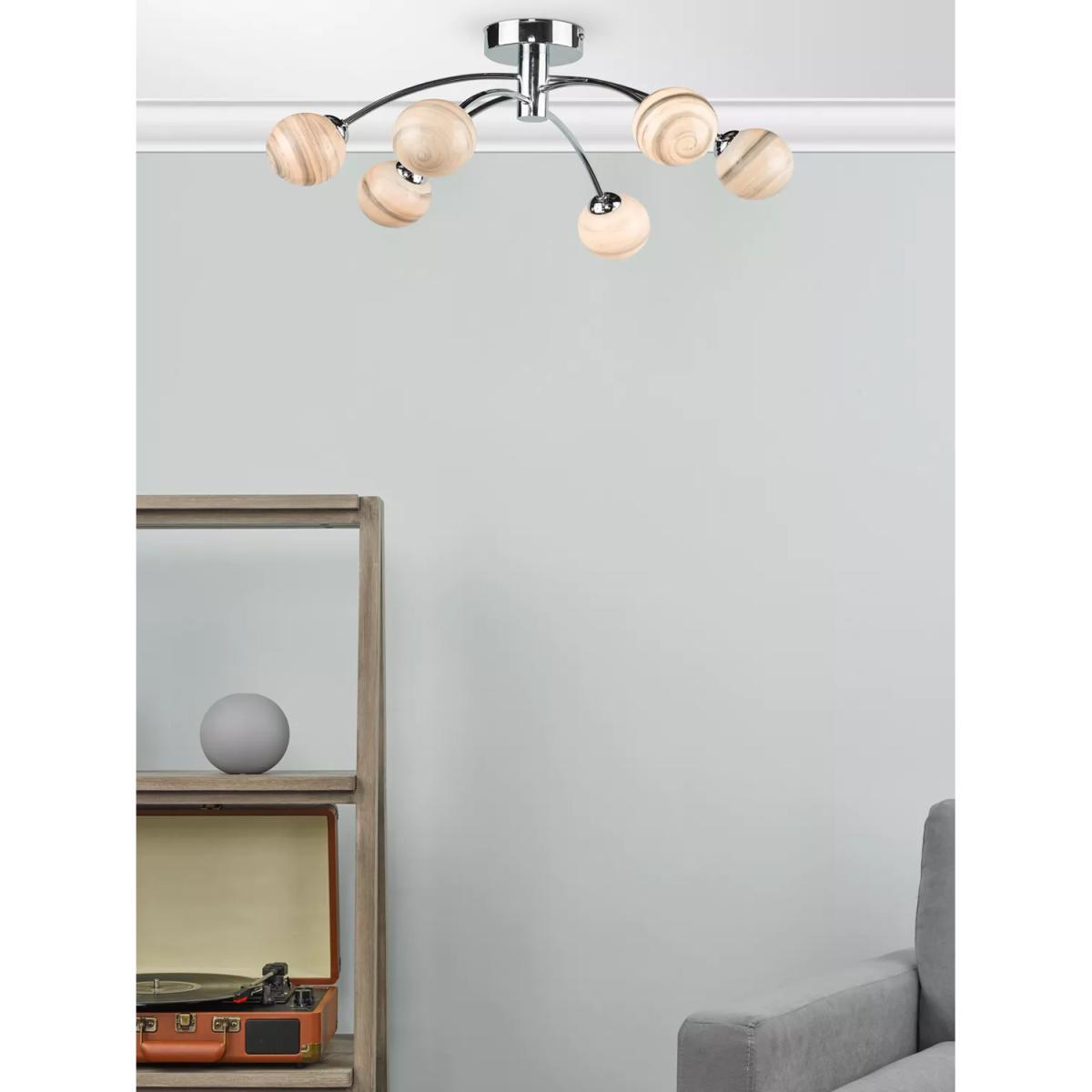 Där Mikara Glass Large Semi Flush Ceiling Light, Polished Chrome – image 6