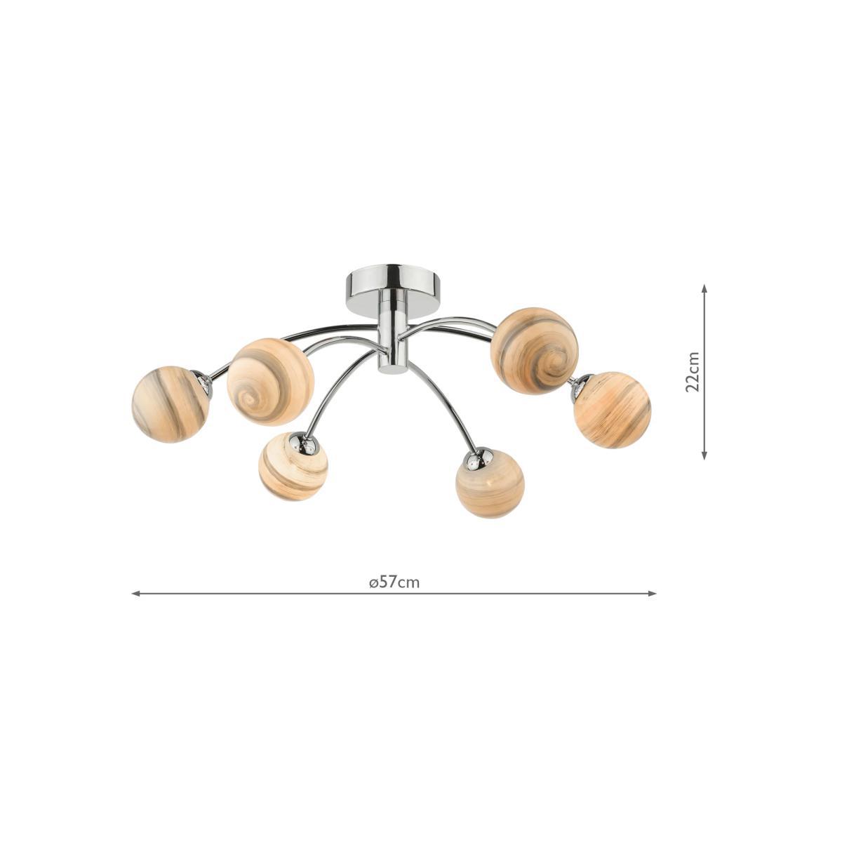 Där Mikara Glass Large Semi Flush Ceiling Light, Polished Chrome – image 7