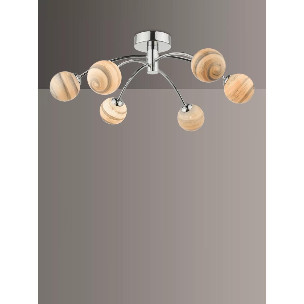 Där Mikara Glass Large Semi Flush Ceiling Light, Polished Chrome – image 1