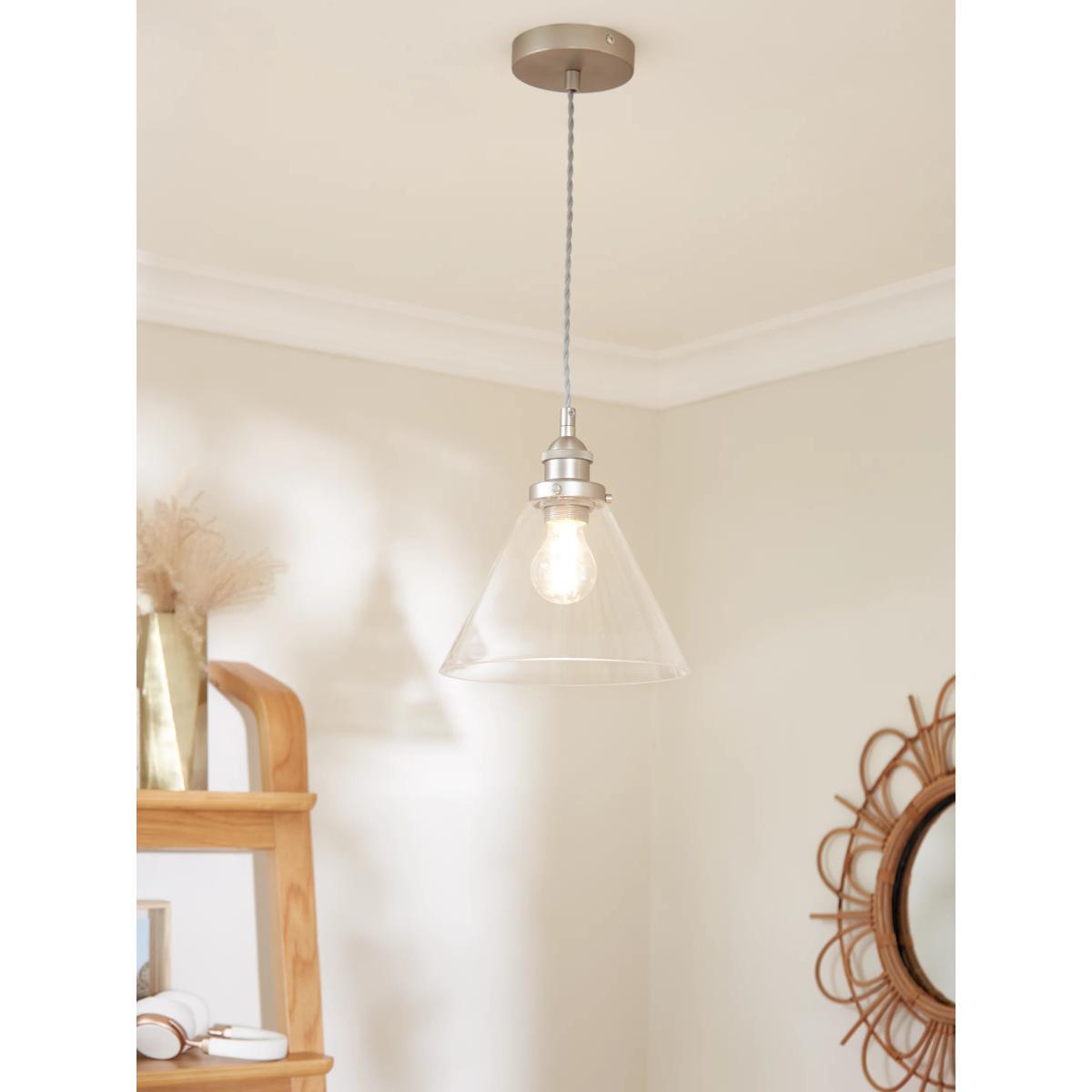 John Lewis & Partners Glass Cone Ceiling Light, Clear/Pewter – image 2
