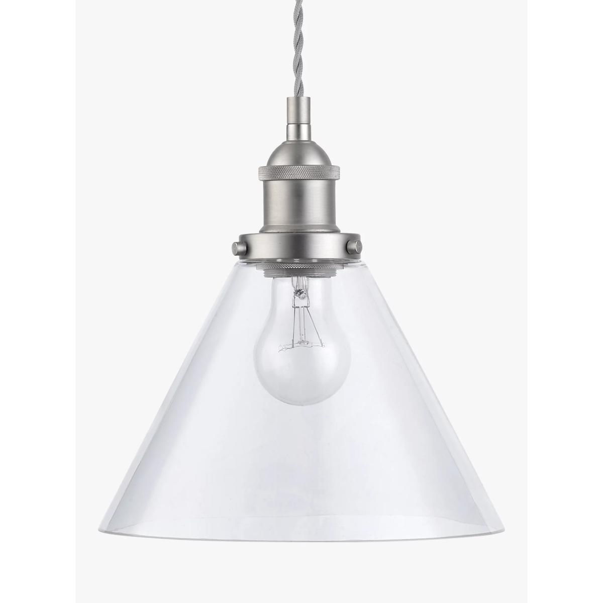 John Lewis & Partners Glass Cone Ceiling Light, Clear/Pewter – image 3
