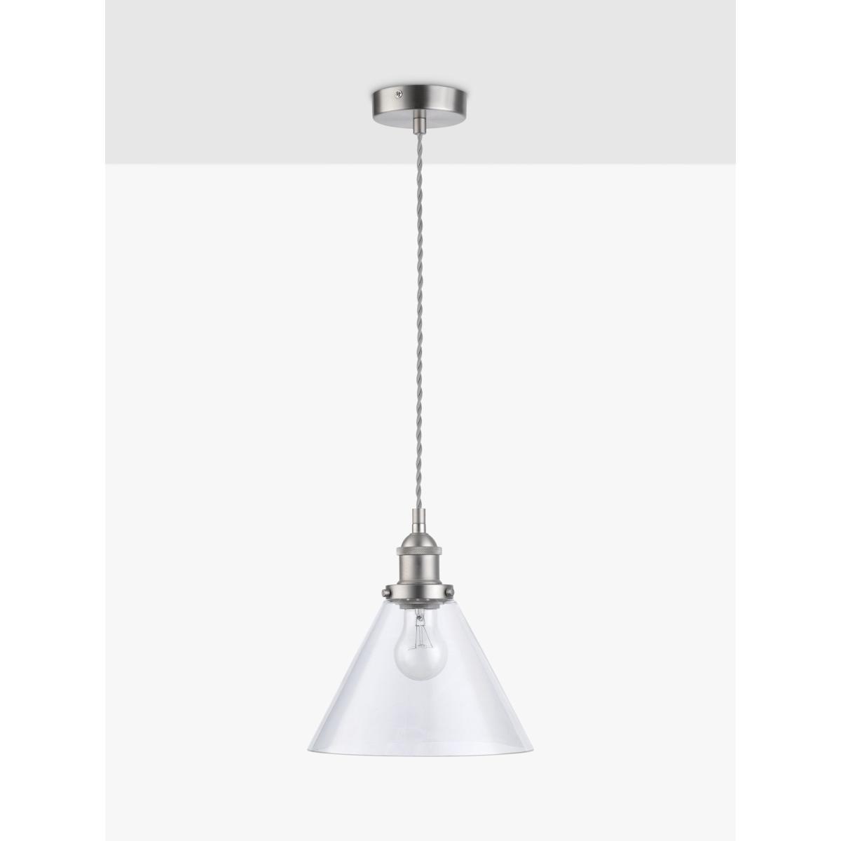 John Lewis & Partners Glass Cone Ceiling Light, Clear/Pewter – image 4