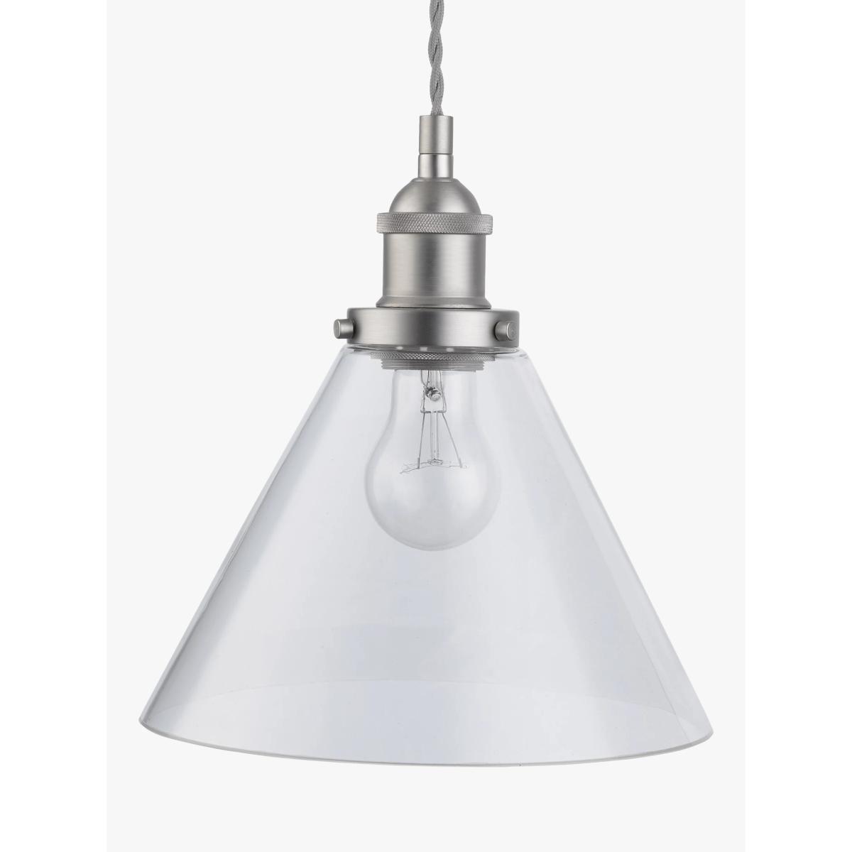 John Lewis & Partners Glass Cone Ceiling Light, Clear/Pewter – image 5