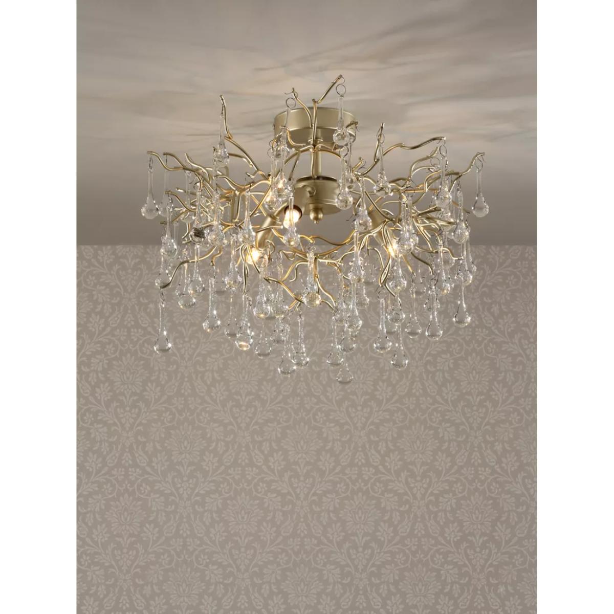 Laura Ashley Willow Crystal Semi-Flush Ceiling Light, Champagne – image 2