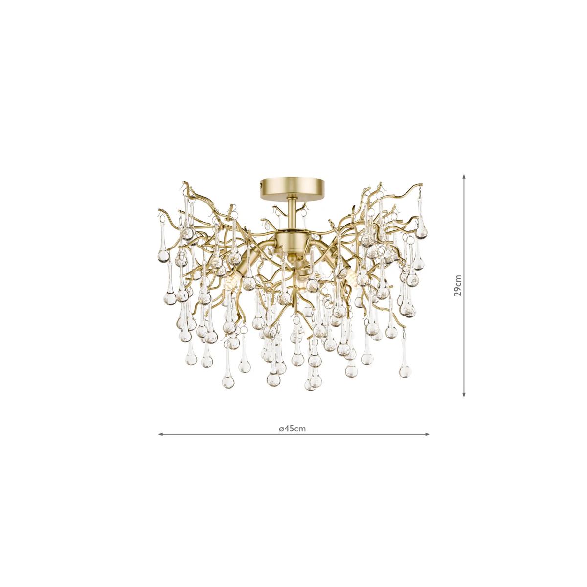 Laura Ashley Willow Crystal Semi-Flush Ceiling Light, Champagne – image 6