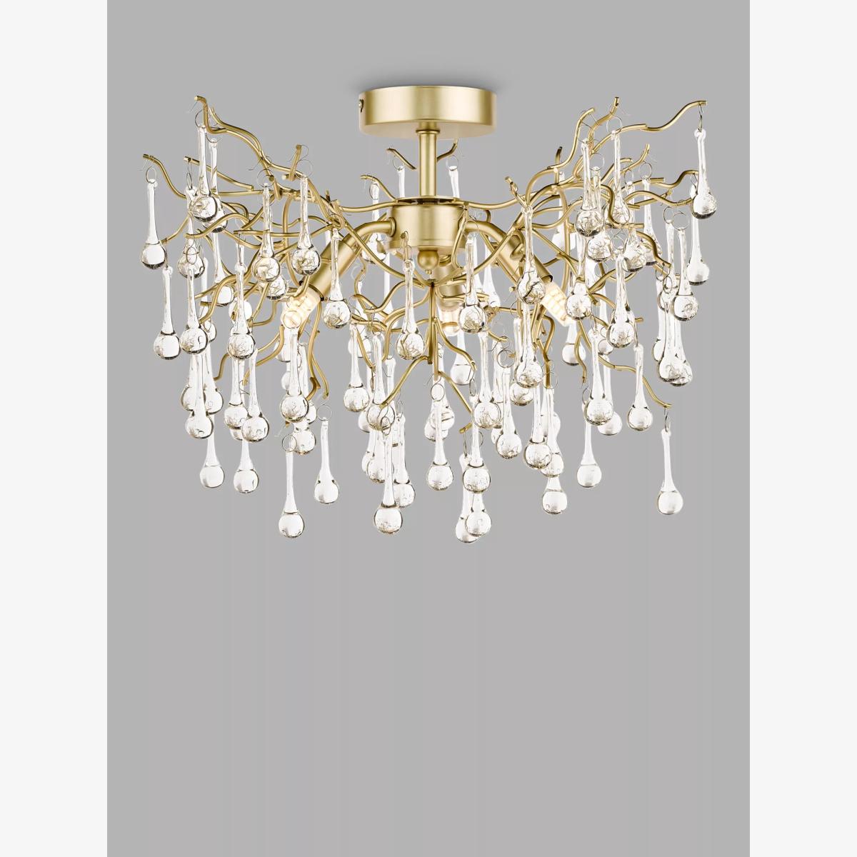 Laura Ashley Willow Crystal Semi-Flush Ceiling Light, Champagne – image 1
