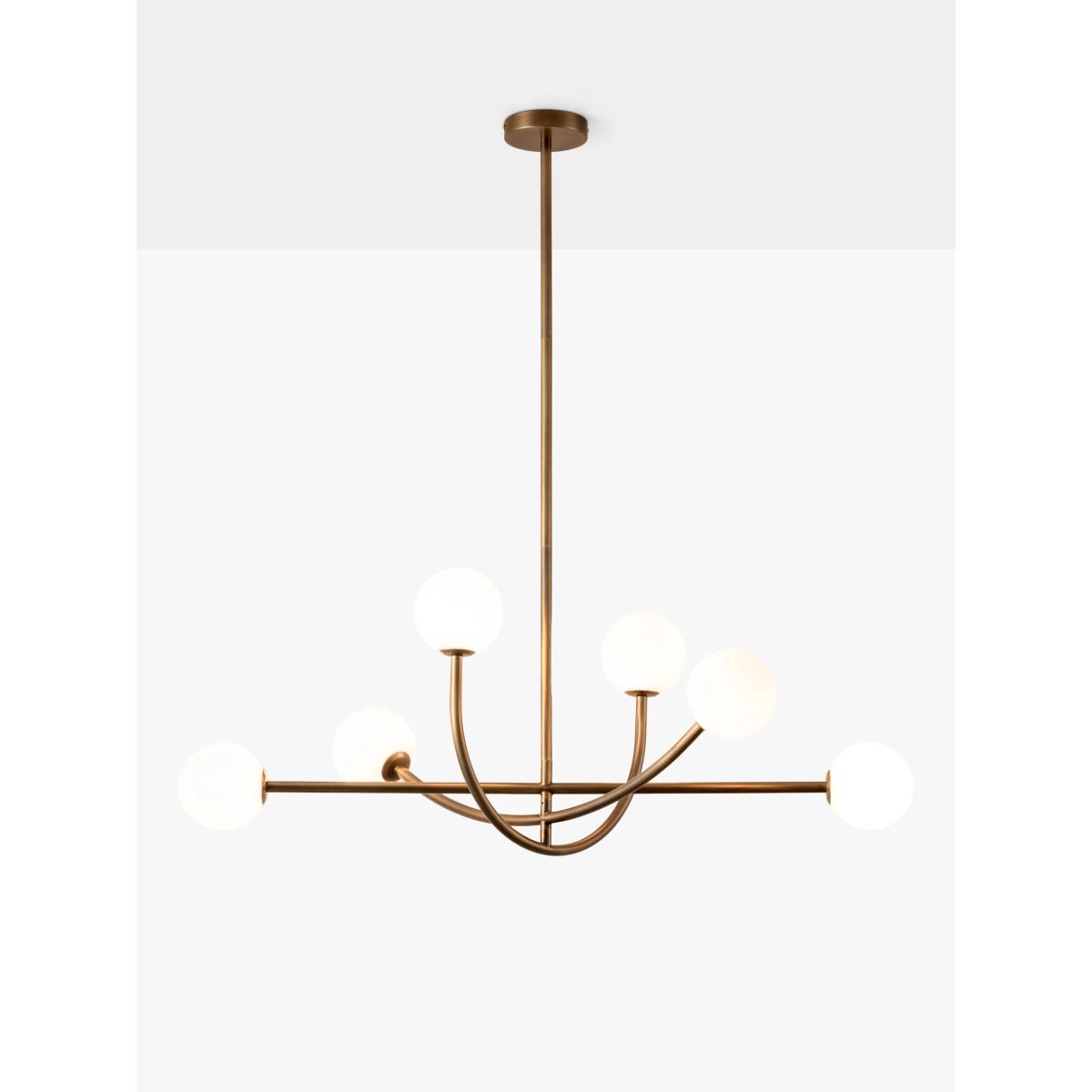 Lights & Lamps Perry 6 Arm Pendant Ceiling Light, Brass/Opal – image 3