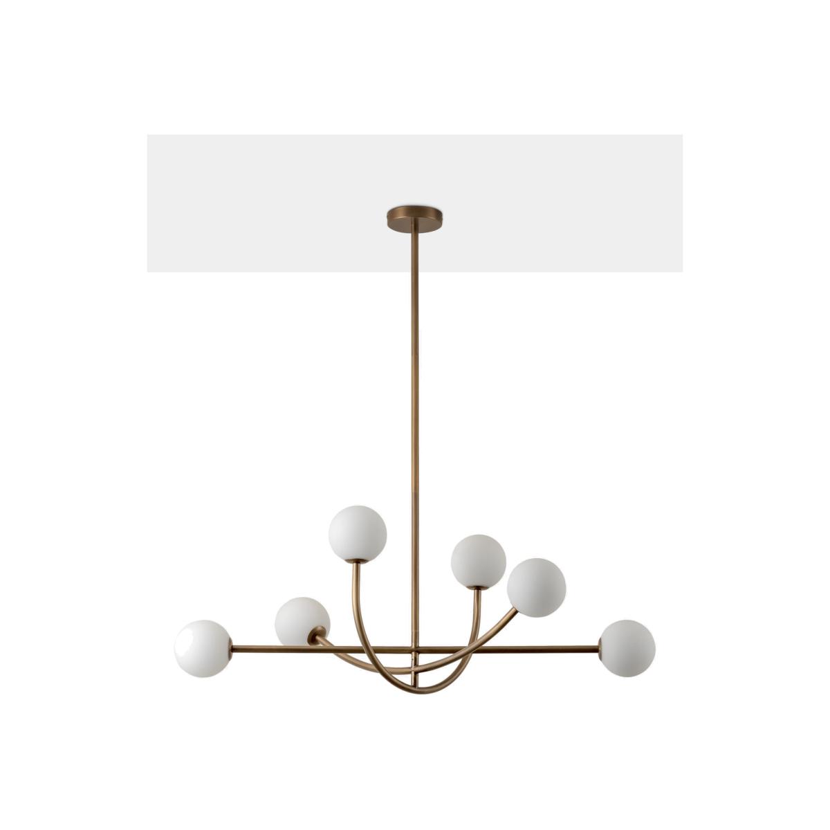 Lights & Lamps Perry 6 Arm Pendant Ceiling Light, Brass/Opal – image 1