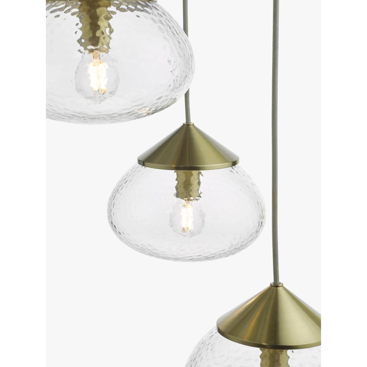 John Lewis Artisan Glass 3 Cluster Pendant Light, Brass/Clear – image 5