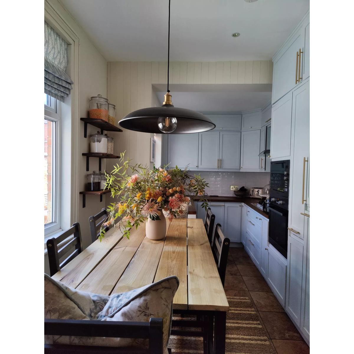 Industville Brooklyn Bowl Pendant Ceiling Light, Pewter/Brass – image 3
