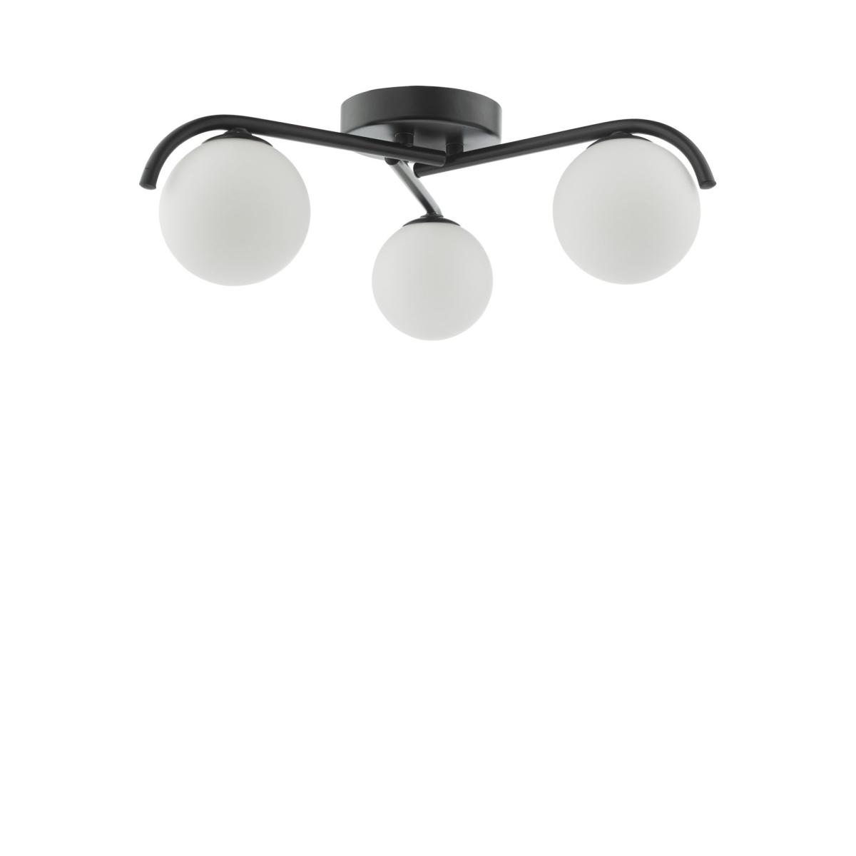 Där Orlena 3 Arm Opal Glass Semi Flush Ceiling Light, Black – image 2