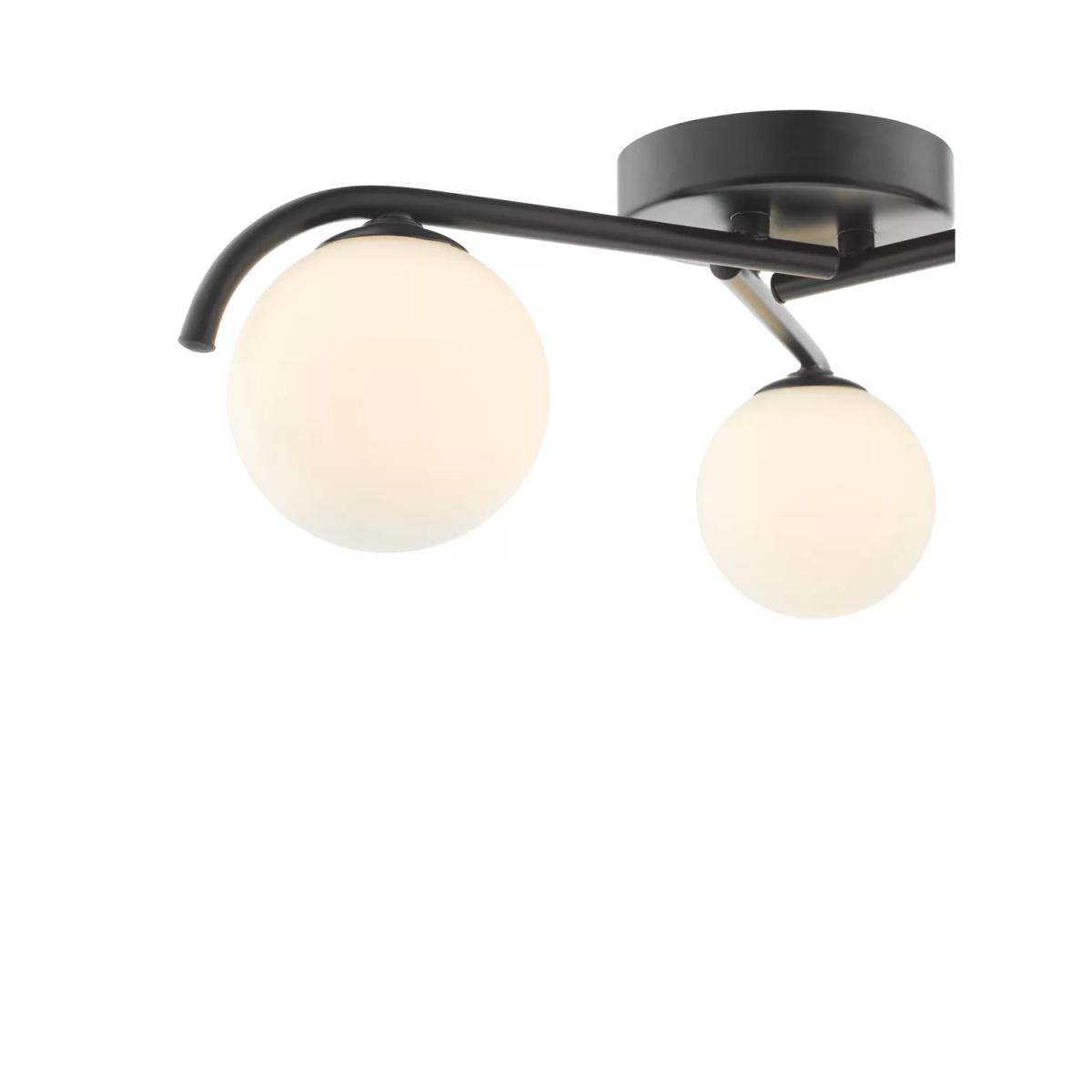 Där Orlena 3 Arm Opal Glass Semi Flush Ceiling Light, Black – image 4
