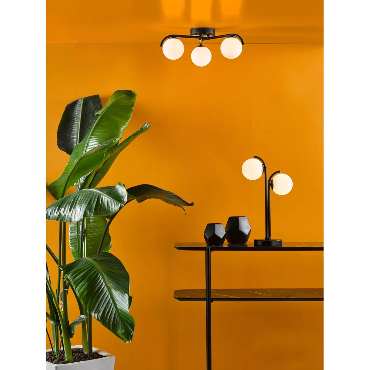 Där Orlena 3 Arm Opal Glass Semi Flush Ceiling Light, Black – image 5