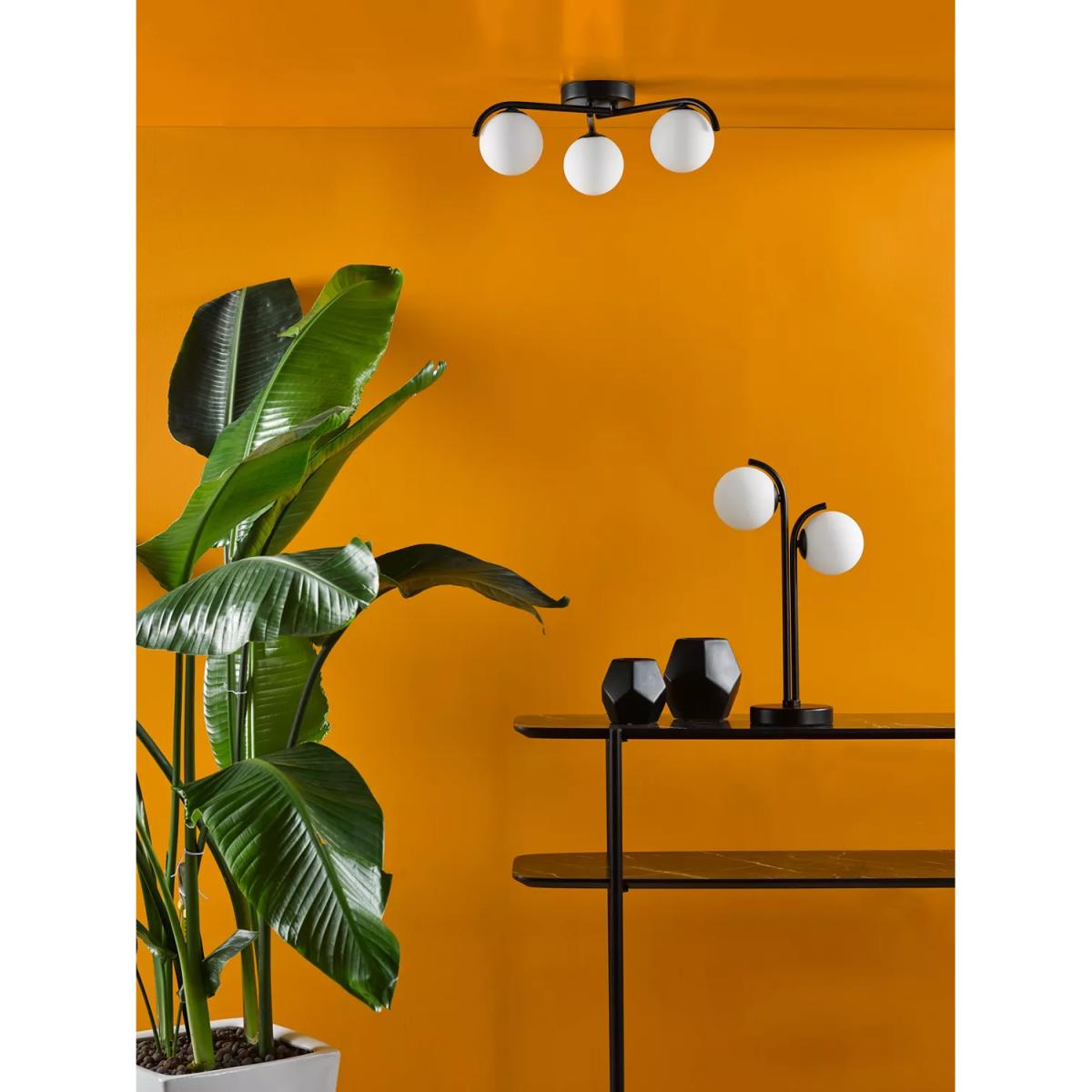 Där Orlena 3 Arm Opal Glass Semi Flush Ceiling Light, Black – image 6