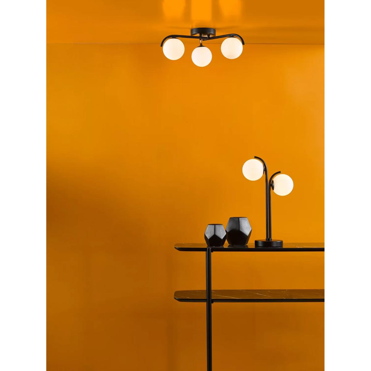 Där Orlena 3 Arm Opal Glass Semi Flush Ceiling Light, Black – image 7