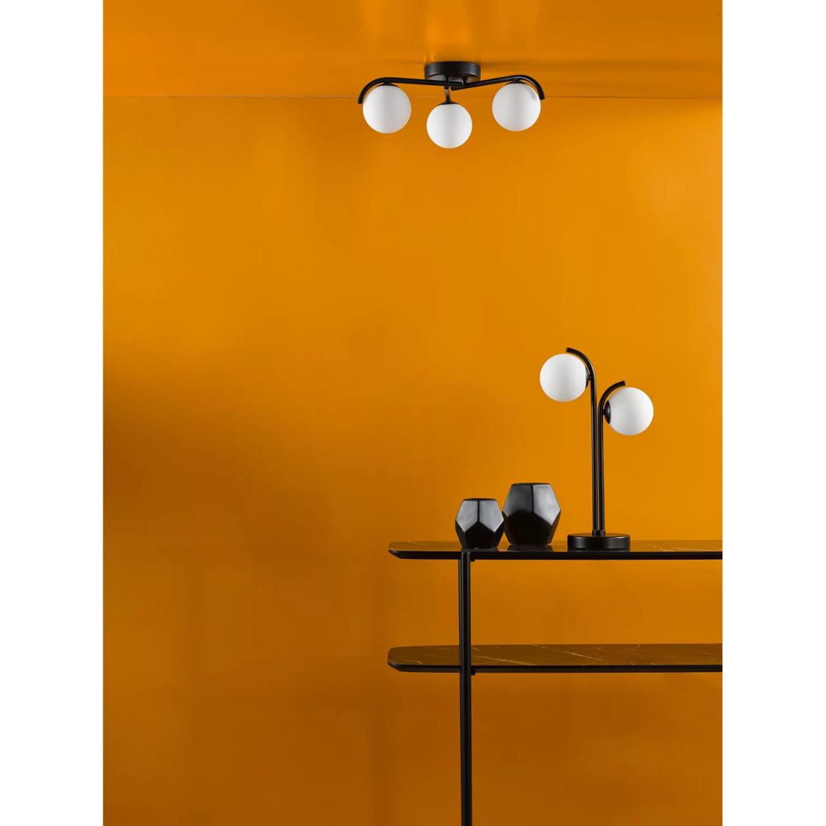 Där Orlena 3 Arm Opal Glass Semi Flush Ceiling Light, Black – image 8