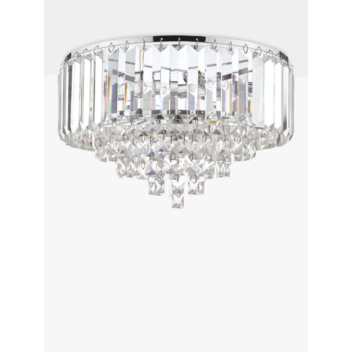 Laura Ashley Vienna Crystal Flush Ceiling Light, Clear/Polished Chrome – image 4
