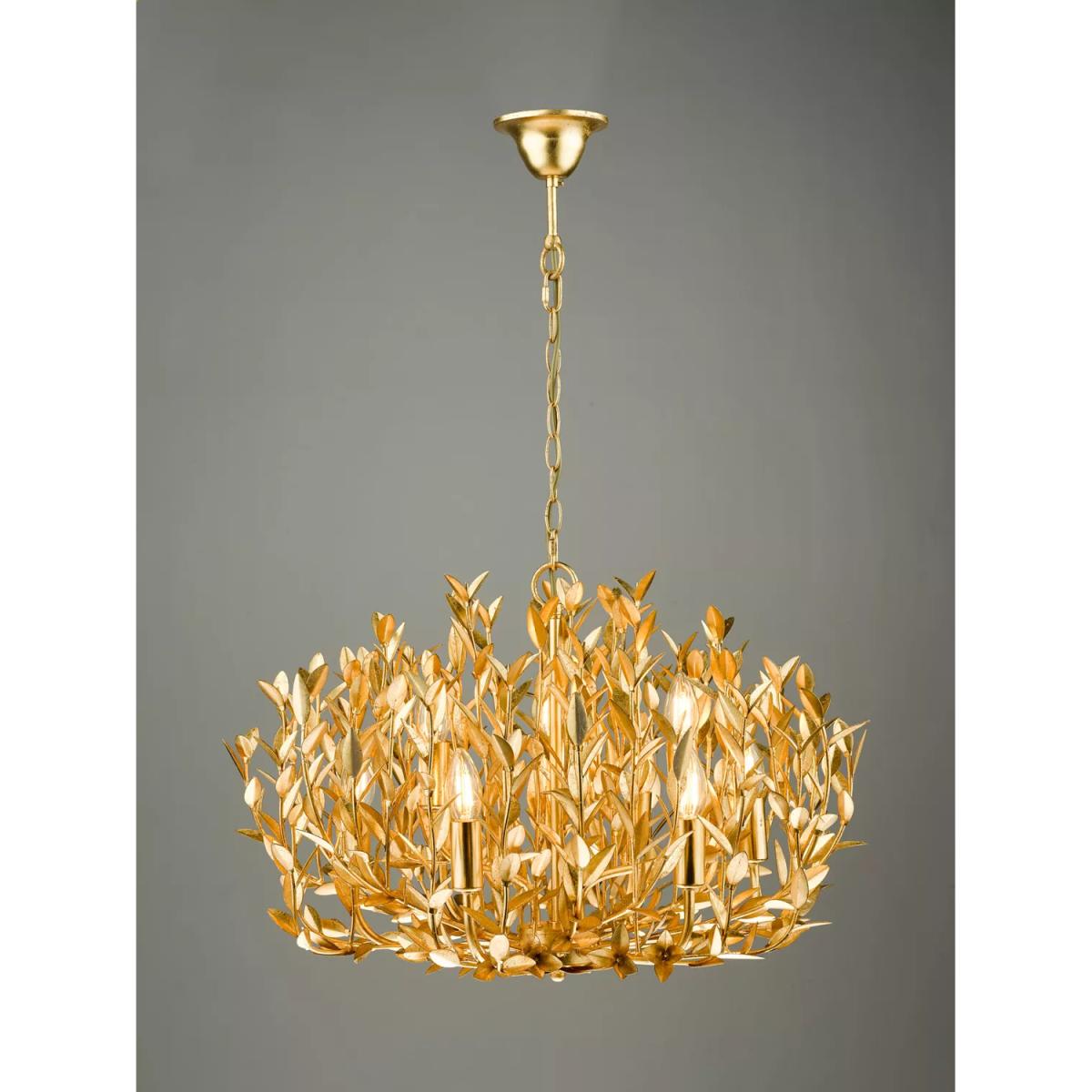 Där Silvius 9 Metal Leaf Pendant Ceiling Light, Gold – image 2