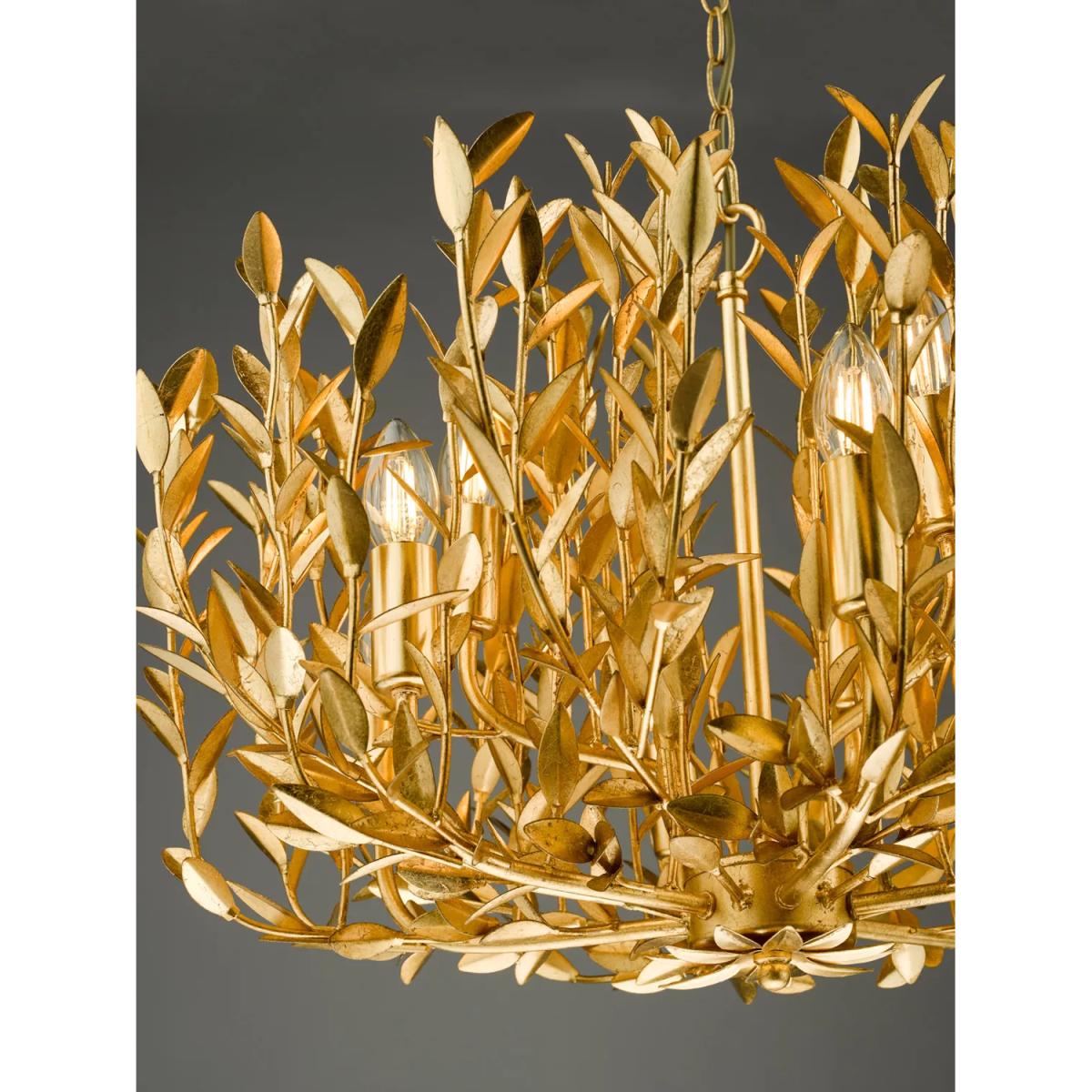 Där Silvius 9 Metal Leaf Pendant Ceiling Light, Gold – image 4