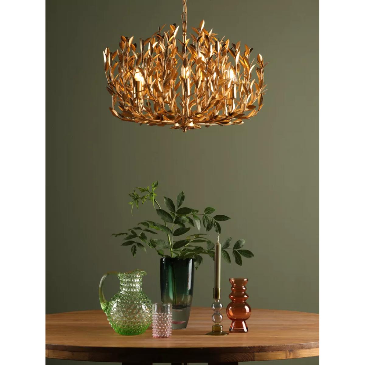 Där Silvius 9 Metal Leaf Pendant Ceiling Light, Gold – image 8