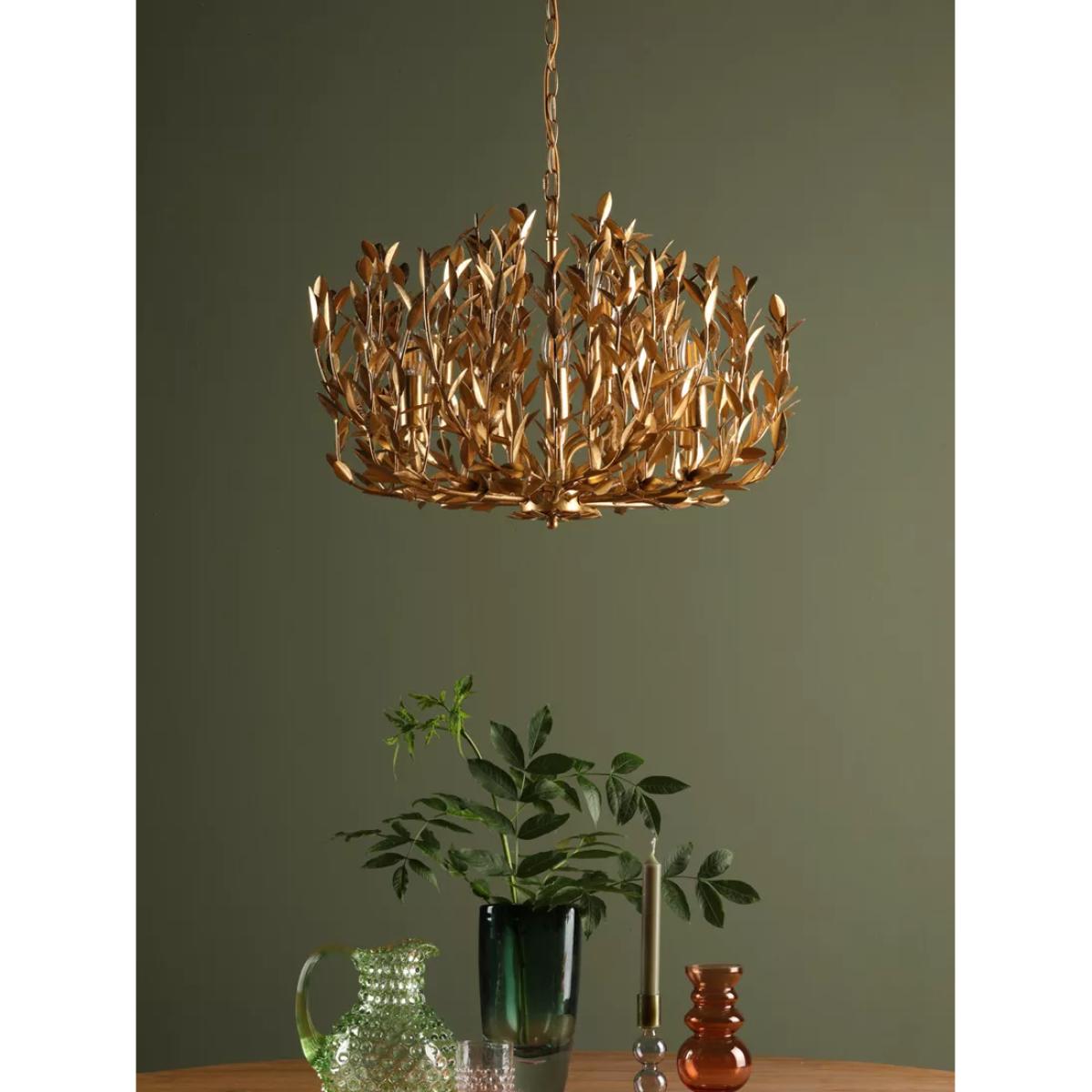 Där Silvius 9 Metal Leaf Pendant Ceiling Light, Gold – image 9