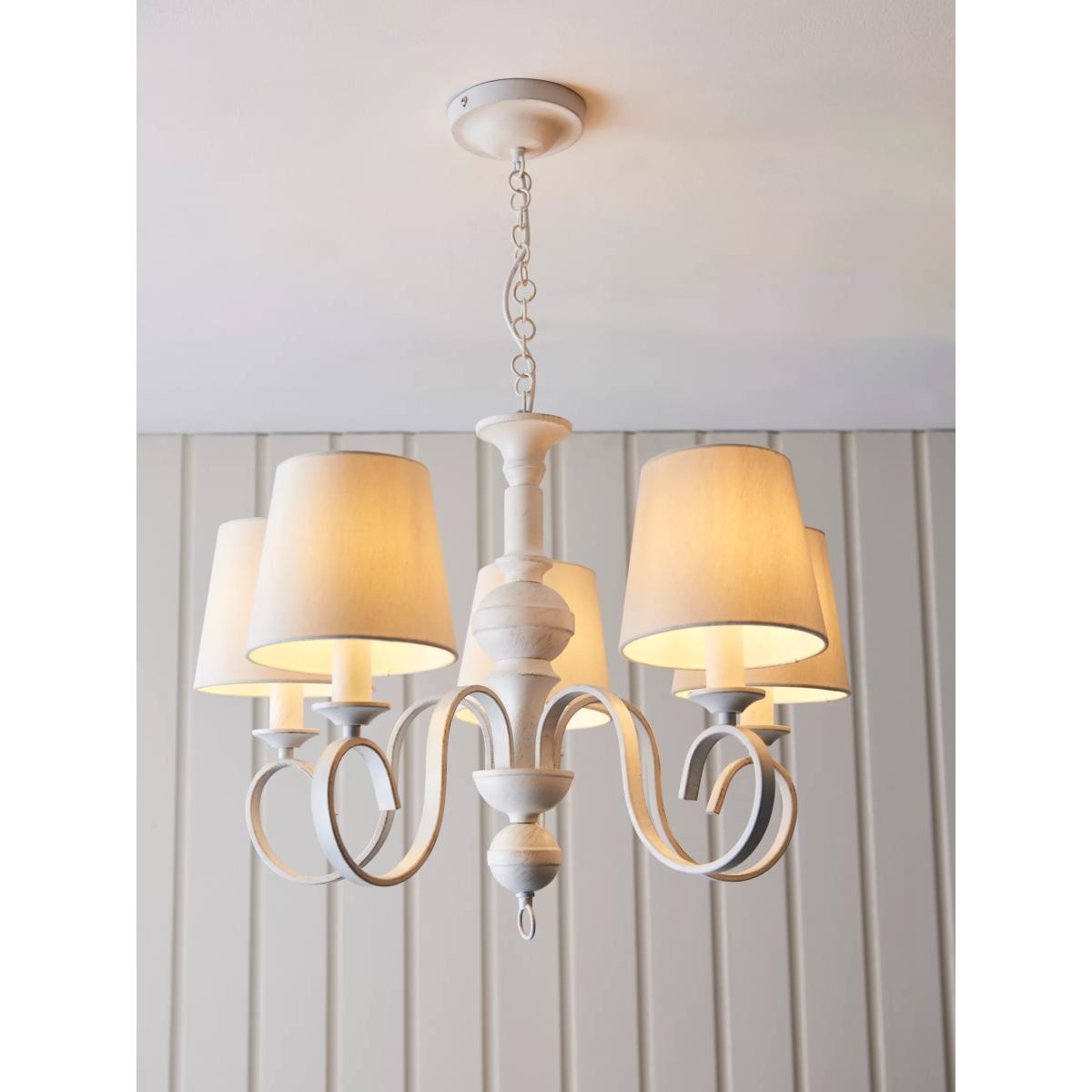 John Lewis Carlita 5 Arm Shaded Ceiling Light, White – image 7