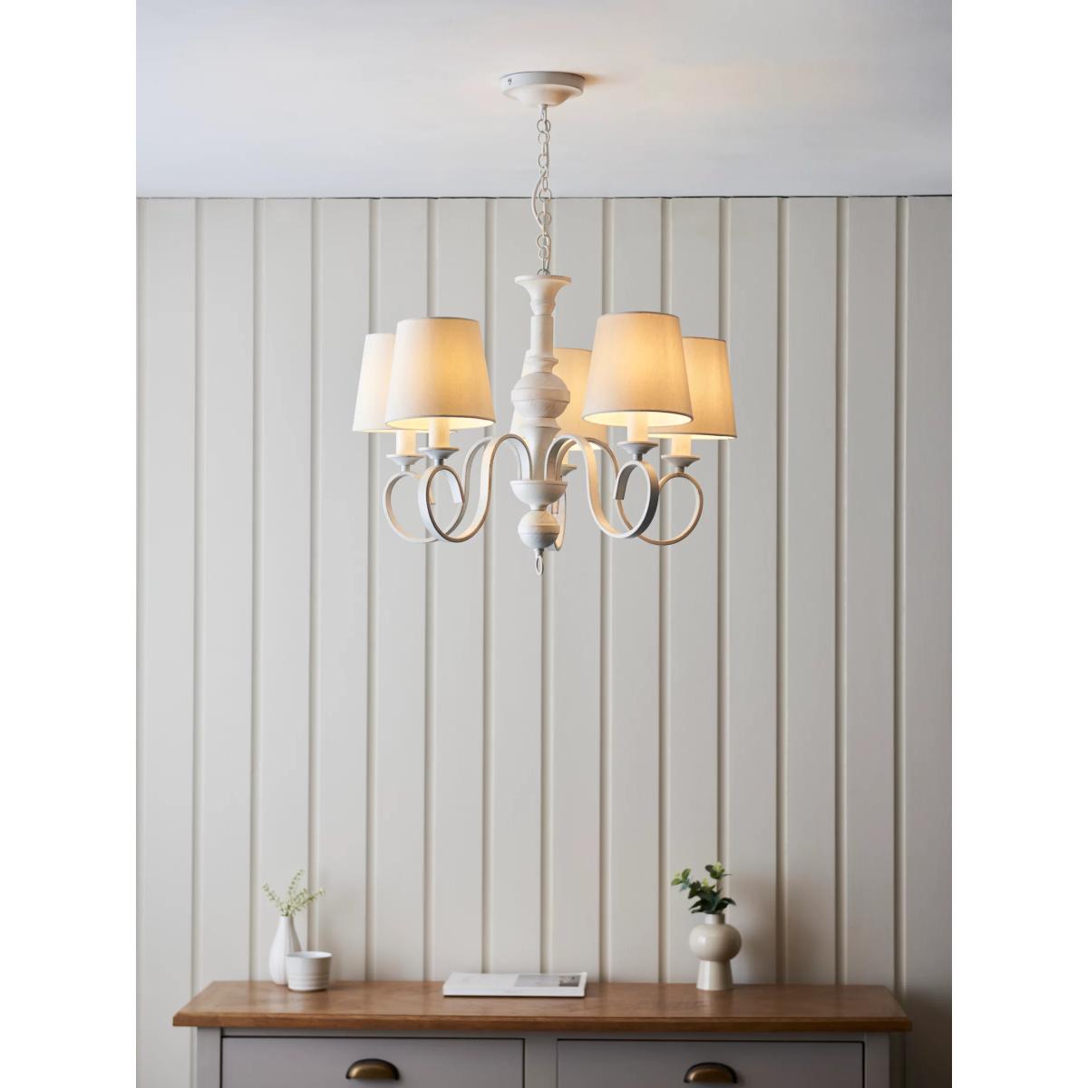 John Lewis Carlita 5 Arm Shaded Ceiling Light, White – image 8